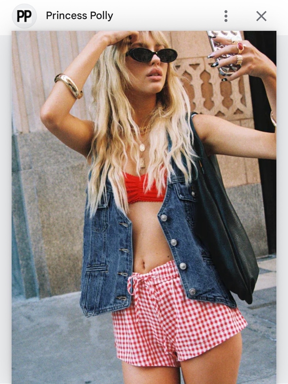 Princess Polly Oversized Denim Vest in Dark Blue